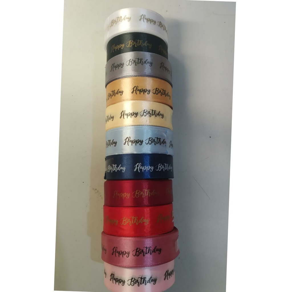 

TOKO ANQA-Pita Satin Happy Birthday 1 in x 5 yards (minimal pembelian 5 yards)