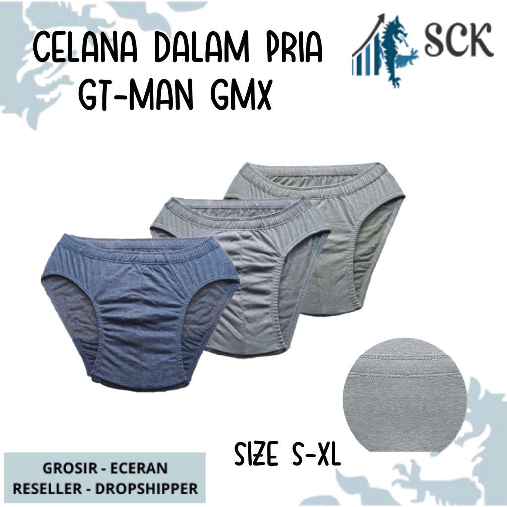 [ISI 3] CD Pria GT-MAN GMX / Celana Dalam Pinggang Karet Bahan Katun Polos Halus / Pakaian Dalam Pria GT MAN - sckmenwear GROSIR