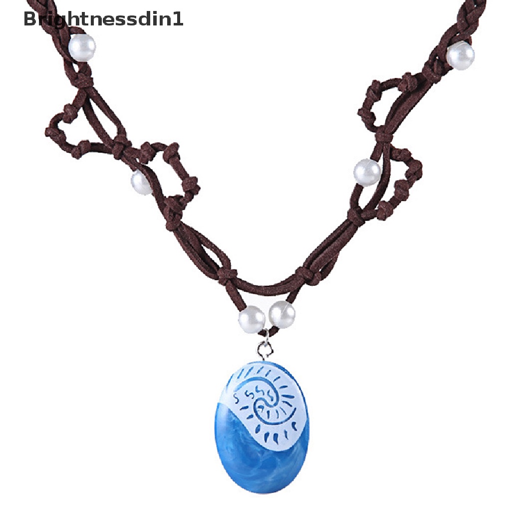 [Brightnessdin1] Romance Blue Stone Pendant Necklaces Polynesia Ocean Princess Moana Necklace Butik