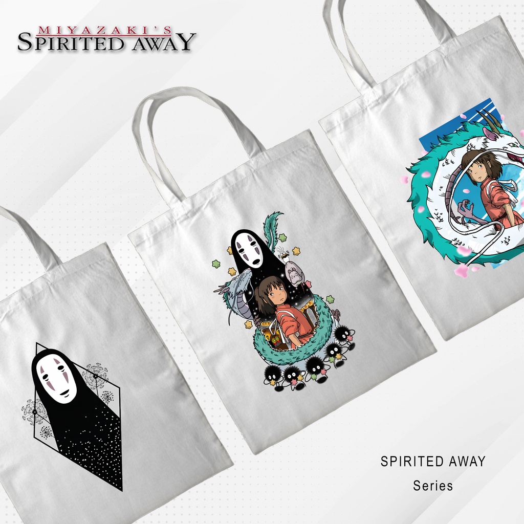 Totebag Anime Spirited Away Studio ghibli chihiro haku no face Tote bag premium Totebag zipper totebag velcro Termurah