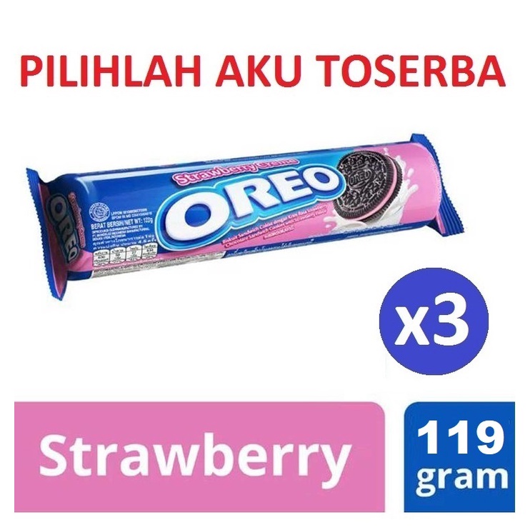 Biskuit OREO sandwich STRAWBERRY Roll 119 gr - ( HARGA 1 PAKET ISI 3 )