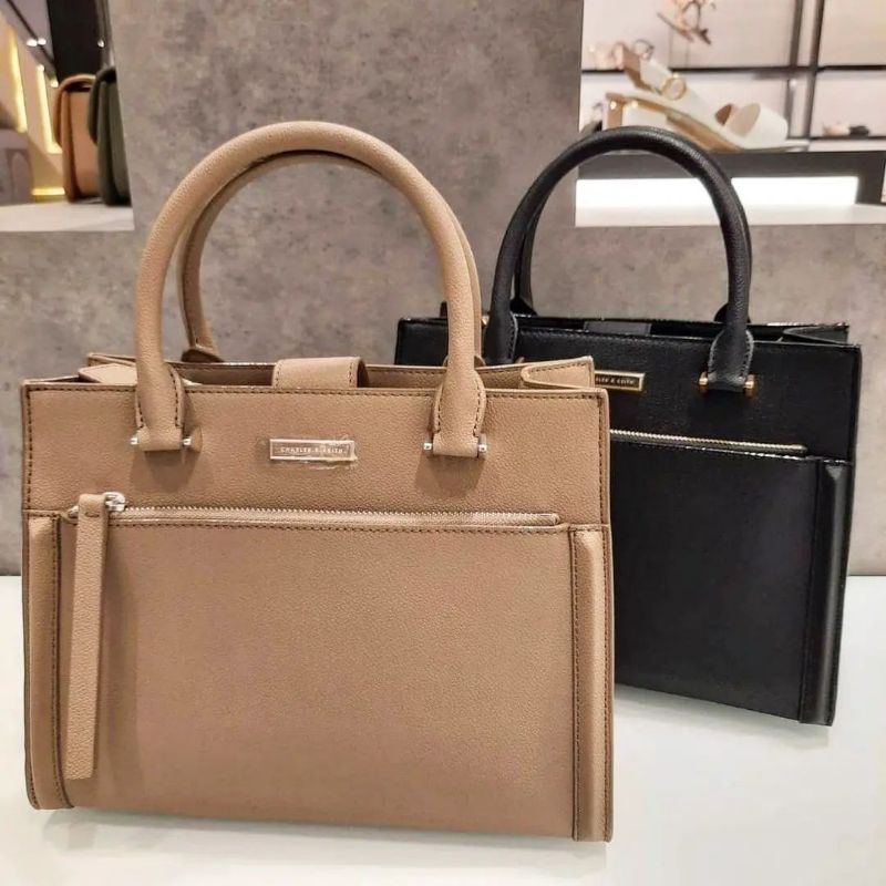 Tas wanita tas CK double handle front zipper handbag c1079