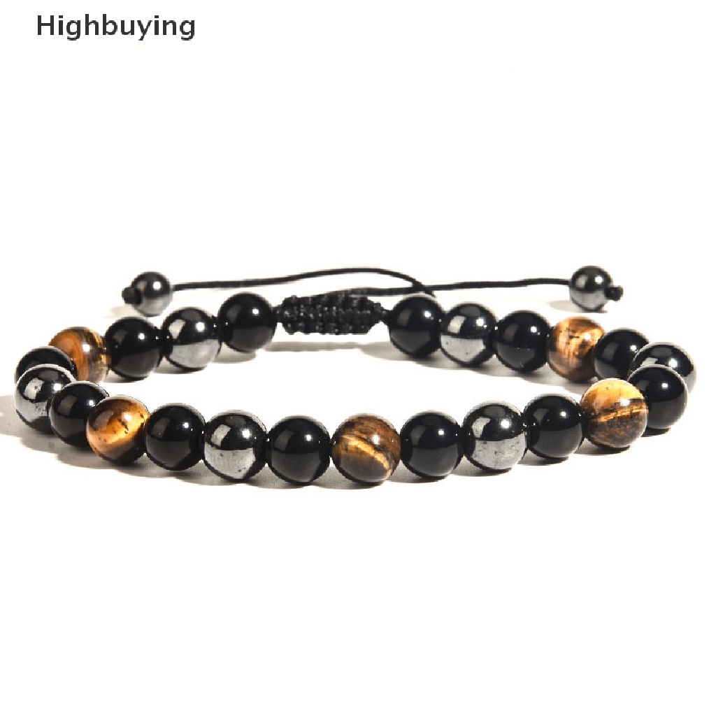 Hbid 8mm/10mm Natural Obsidian Gelang Tiger Eye Braided Bracelet Hematite Jewelry Glory