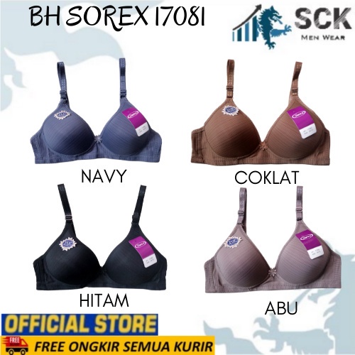 BH SOREX 17081 Tanpa Kawat Busa Tipis Motif Bunga / Pakaian Dalam Wanita - sckmenwear GROSIR