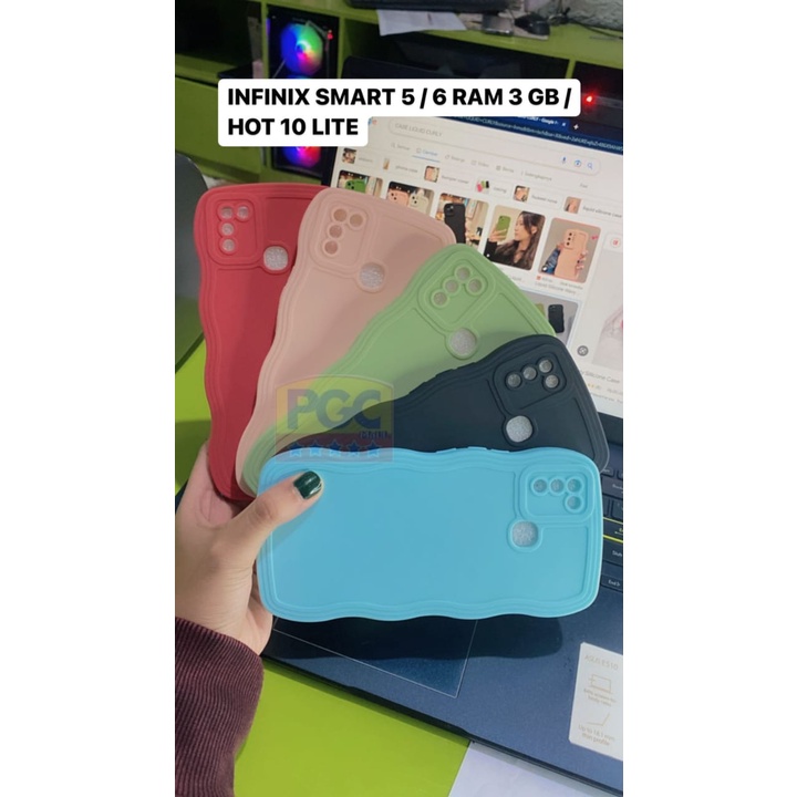CASE LIQUID CURLY ( INFINIX SMART 5 / 6 RAM 3GB / HOT 10 LITE ) SILIKON HP TERBARU 2023 - PGC MALL