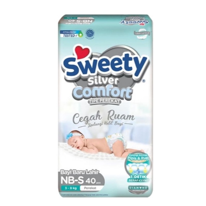 Popok Sweety Silver Newborn 40pc Perekat