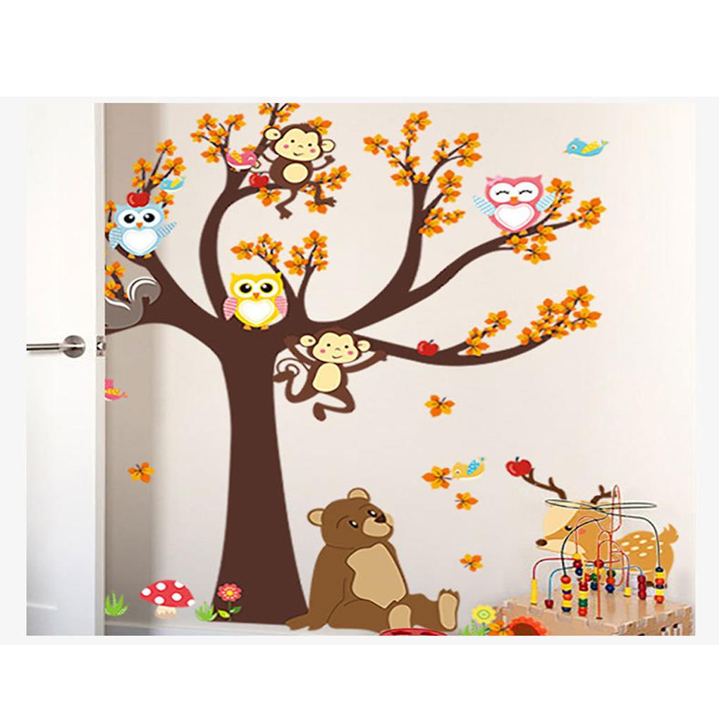 Huit 2pcs Stiker Dinding Pohon Poster Kepribadian Modern Kreatif Wallpaper Stiker Rumah Baby Nursery Koridor Kamar Tidur