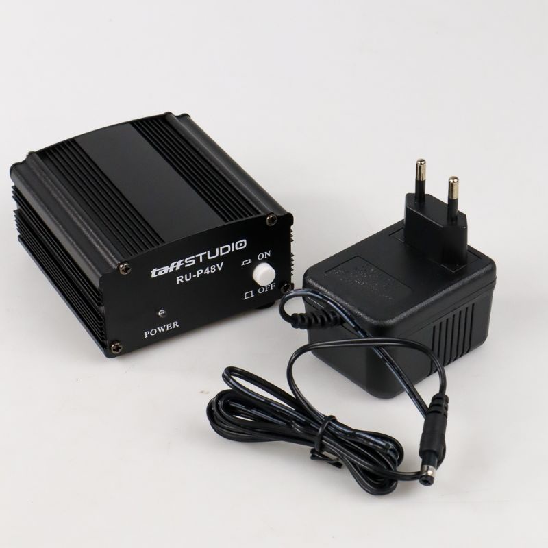 TaffSTUDIO Phantom Power Microphone 1 Channel 48V Supply for Condenser Microphone - RU-P48V - Black