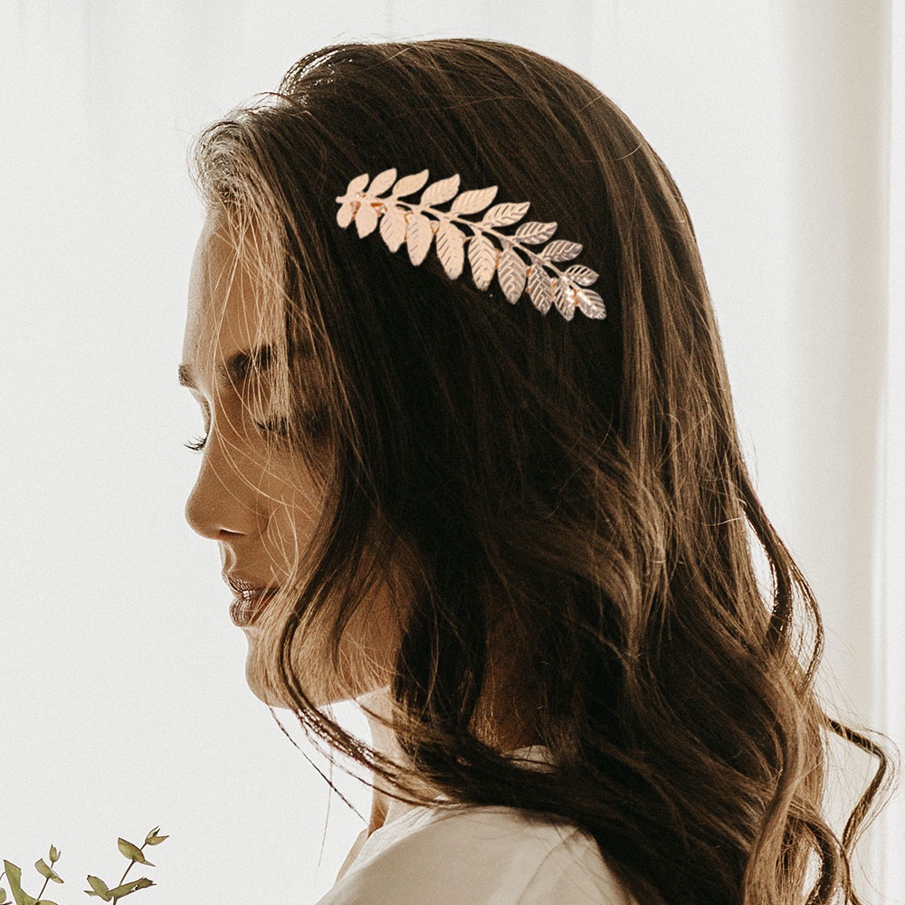 Golden Olive Leaf Insert Comb Wedding Hairstyle Dekorasi Hiasan Kepala Cahaya Mewah High-end Bridal Hair Comb