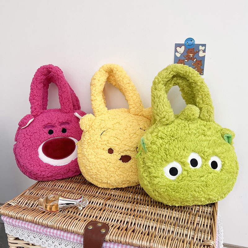 Tas Wanita Hand Bag Pooh/Lotso/Monster Bahan Plush Women Bag Import