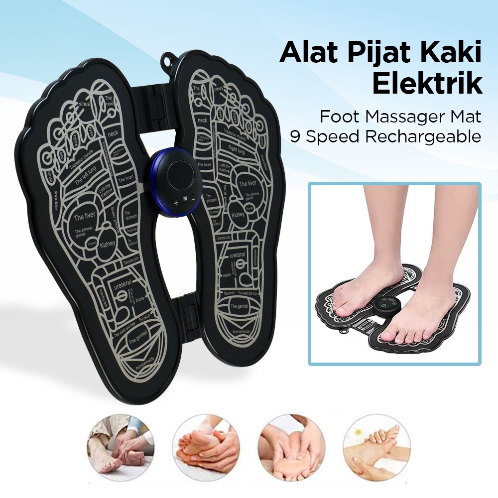 Matras pijat Kaki Elektrik USB Rechargeable Pulse EMS Muscle Mat - Alat Pemijat Elektrik Foot Massager 9 Speed