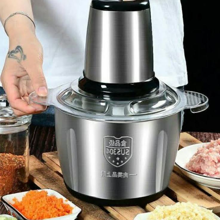 Kejar Obral BLENDER DAGING STAINLESS 2L / FOOD CHOPPER STAINLEES / MEAT GRINDER STENLIS / CHOPER PEN