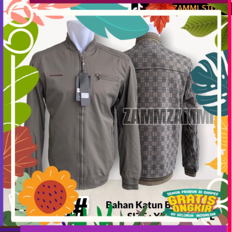 JAKET BOMBER KATUN DHT PRIA IMPORT//JAKET BOMBER PRIA BOLAK BALIK SALUR / casual santai