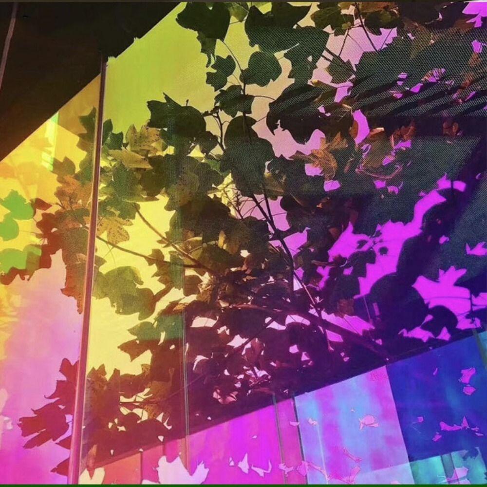 [Elegan] Kaca Film Antistatis Warna Cerah Serbaguna 3D Shopping Mall Pajangan Dekorasi Rumah Self-adheisve Dichroic Kaca Pelindung Tahan Aus Stiker Kaca