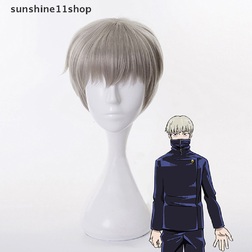 Sho Anime Jujutsu Kaisen Toge Inumaki Cosplay Grey Wig Serat Tahan Panas Pendek N