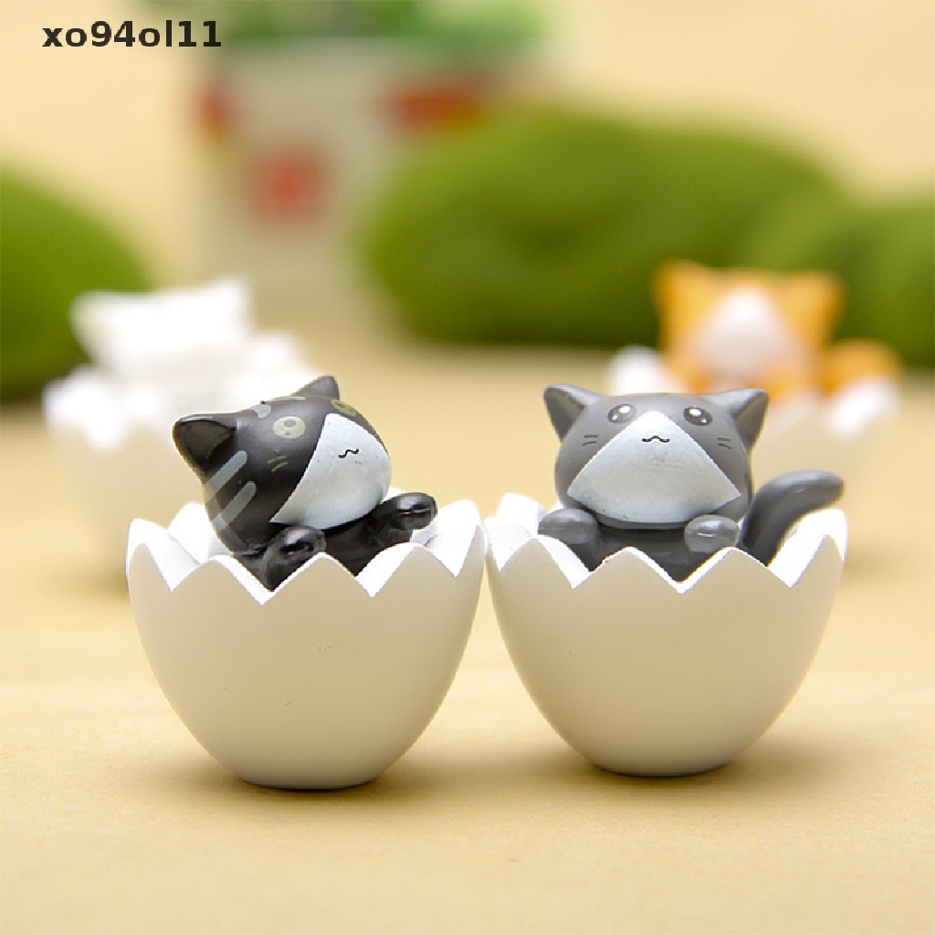 Xo 4PCS/lot Kartun Telur Kucing Malang Kotak Model Kitten Patung Kecil DIY Kucing Miniatur OL