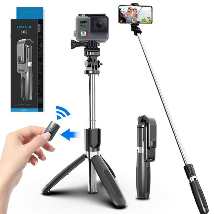 (LOLI-JKT)READY L02 TONGSIS PLUS TRIPOD WIRELESS BLUETOOTH SELFIE STICK MONOPODS