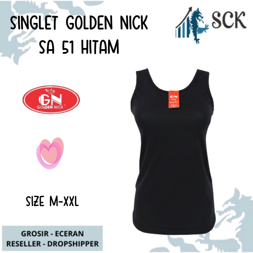 Singlet Wanita GOLDEN NICK SA 51 HITAM / Tanktop Tali Besar / Pakaian Dalam Olahraga Fitness Yoga - sckmenwear GROSIR