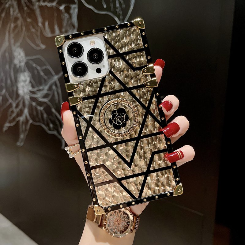 Luxury Golden Silicone Case OPPO A15S A35 A53 A33 A5 A9 A7 A5S A12 A11K F11 Pro A52 A92 A16E A16K A74 A95 A36 A96 A76 A57 A39 A54 F5 F3 F1 Plus Tempat Cincin A3S