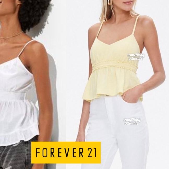 ◊ Banana Republic / Forever 21 Ruffle Babydoll Cotton Tank Top Spagetthi Straps Bodycon Sisa Export 