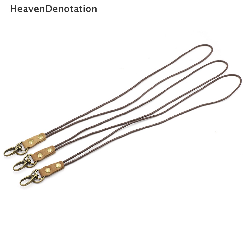 [HeavenDenotation] 1pc Tali Leher Lanyard Kunci Kulit Sapi Untuk Holder Kartu Lanyard Gantungan Kunci HDV
