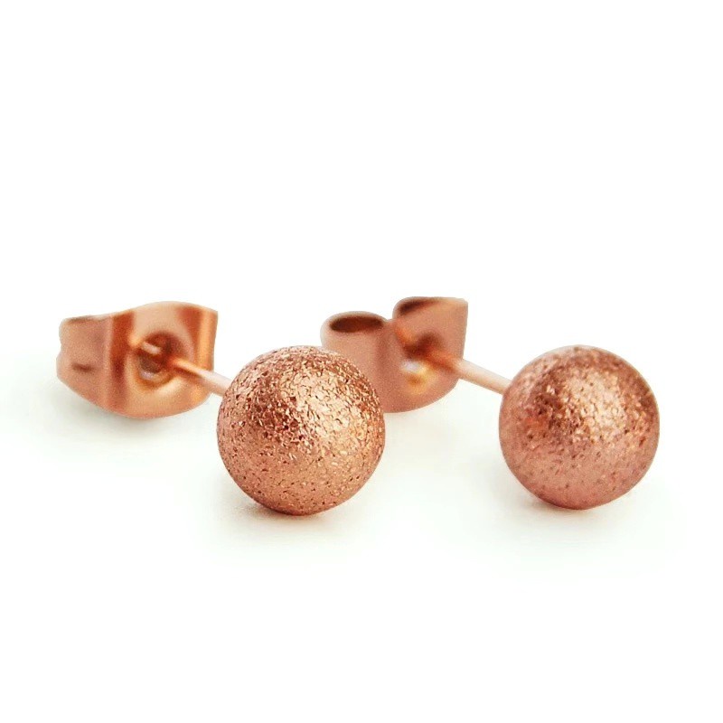 Anting Tusuk Bentuk Kacang Polong Kecil Untuk Wanita | Rose Gold 18k | Anting Bahan Stainless Steel | Anting Untuk Wanita | Sendok Garpu Bahan Stainless Steel