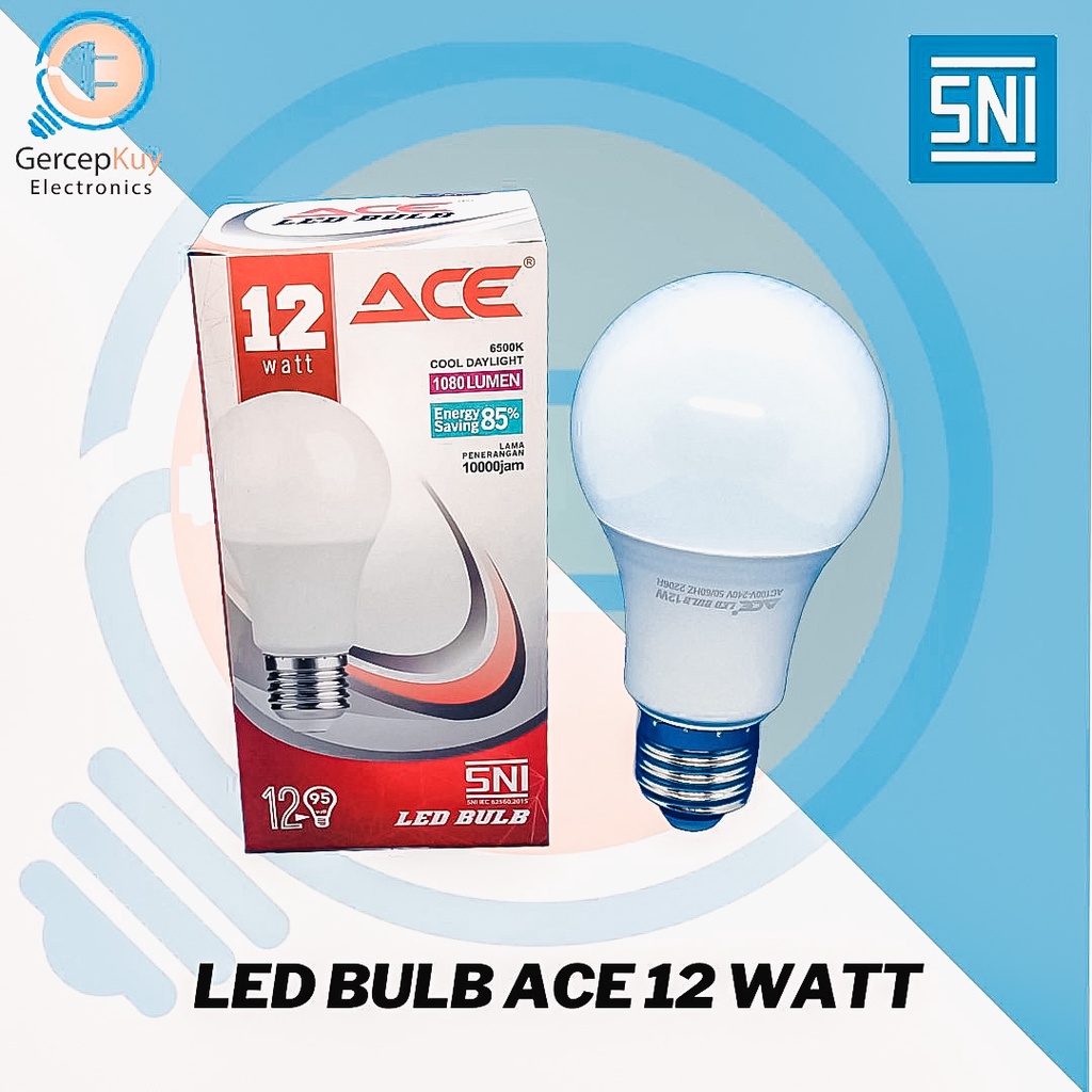 Lampu LED Bulb ACE Putih 12W / 12Watt Putih Garansi E27