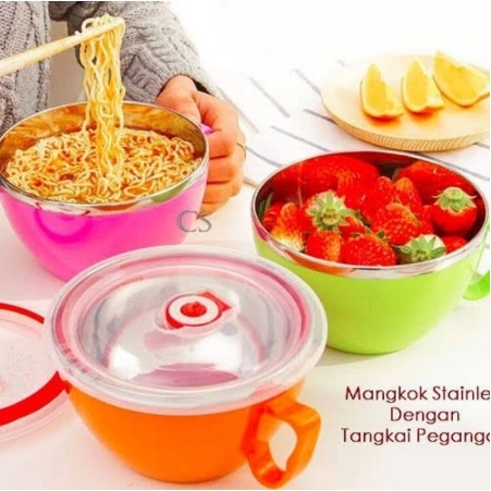 Mangkok korea stainless | mangkok korea tutup udara | mangkuk makan | mangkok indomie - paling dimin