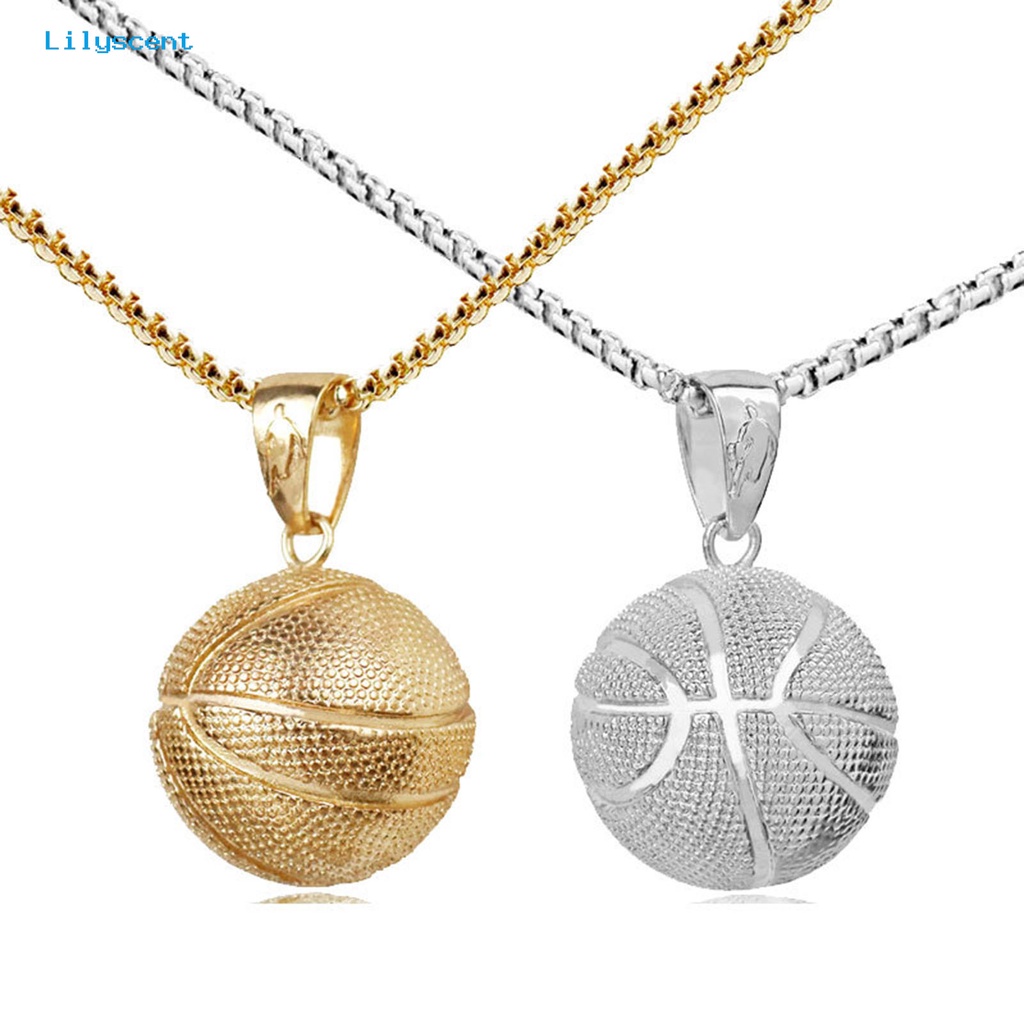 [LS] Pria Kalung Geometris Bulat Hollow Bola Memorial Electroplating Dress Up Stainless Steel Laki Basket Liontin Kalung Olahraga Perhiasan