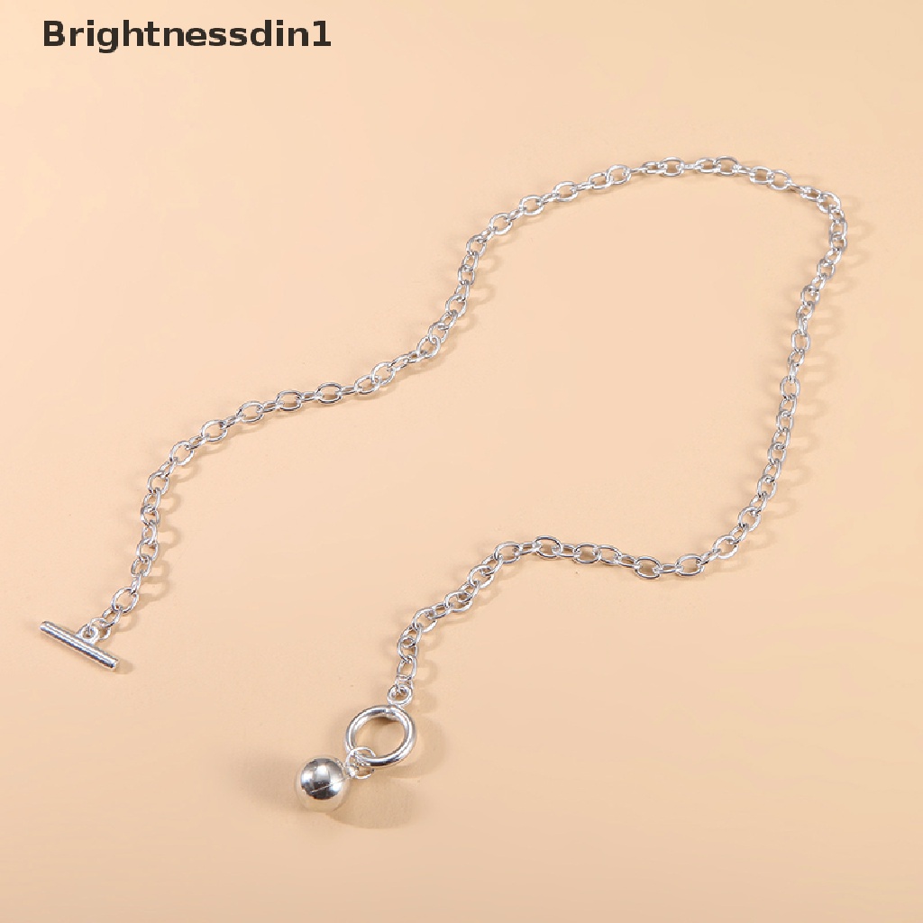 [Brightnessdin1] Kuba Rantai Kalung Wanita Mode Baru Toggle Clasp Stainless Steel Chain Necklace Untuk Wanita Perhiasan Hadiah Butik