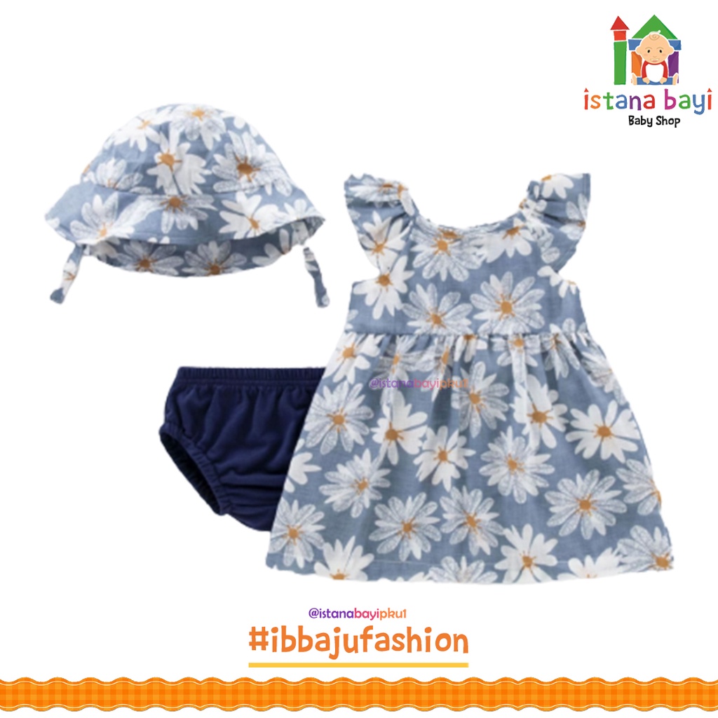 Catellove Dress Set + Topi Anak Cewek 221801 / Dress Set Anak Perempuan