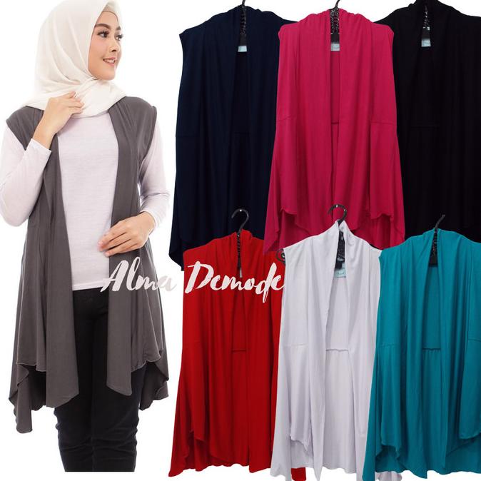 TERBAIK CARDIGAN MUSLIM ROMPI CARDIGAN WANITA SASKIA, KARDIGAN TANPA LENGAN, OUTER MUSLIMAH DISCOUNT