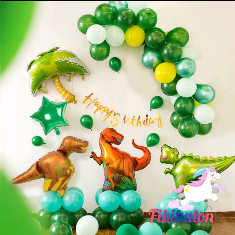 Dekorasi simple dinosaurus /paket ulang tahun anak tema dinosaurus