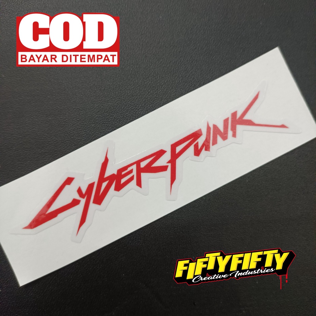 Stiker Print Cut CYBERPUNK Stiker Printing Laminasi Glossy Stiker Motor Mobil Helm Sudah Membentuk Pola Desain