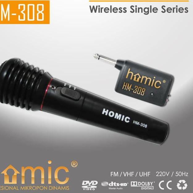 ✩ HOMIC HM-308 MIC KAROKE 2 FUNGSI BISA TANPA KABEL DAN DENGAN KABEL / MIC WIRELESS ✯
