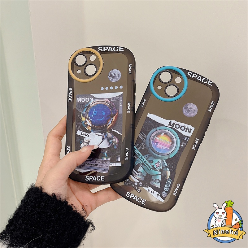 IPHONE Casing Kompatibel Untuk Iphone14 13 12 11 Pro Max Xr X Xs Max Iphone7 8 6 6s Plus SE 2020 Merek Trendi Astronot Square Phone Case Bumper Drop-Proof Soft Case Cover Pelindung