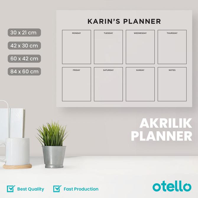 

Wall Planner Acrylic Weekly Kalendar Akrilik Jadwal Mingguan Modern