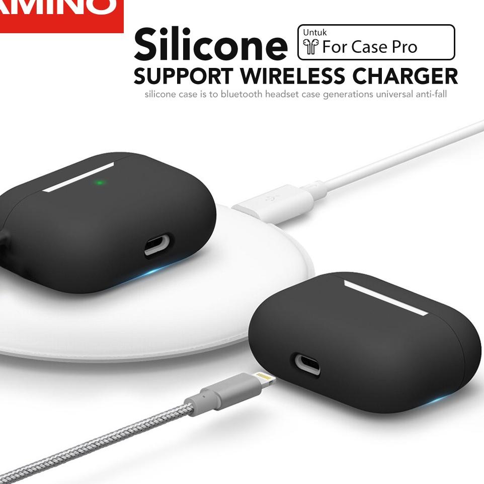 [ART. 961383] AMINO Silicone Case Untuk Airpods Pro With Hook Silica Gel Pouch Protection Case