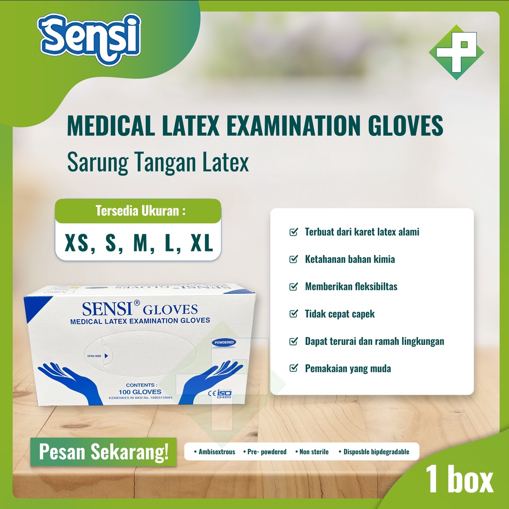 Sarung Tangan Sensi / Sensi Glove Latex (Powdered) Isi 100's