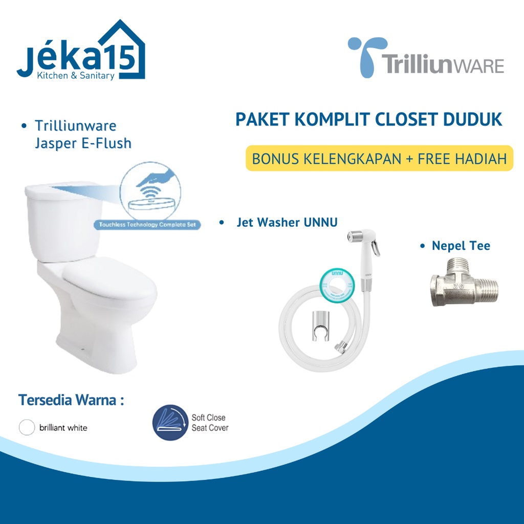 CLOSET DUDUK SENSOR PINTAR | CLOSET DUDUK TRILLIUNWARE JASPER E-FLUSH