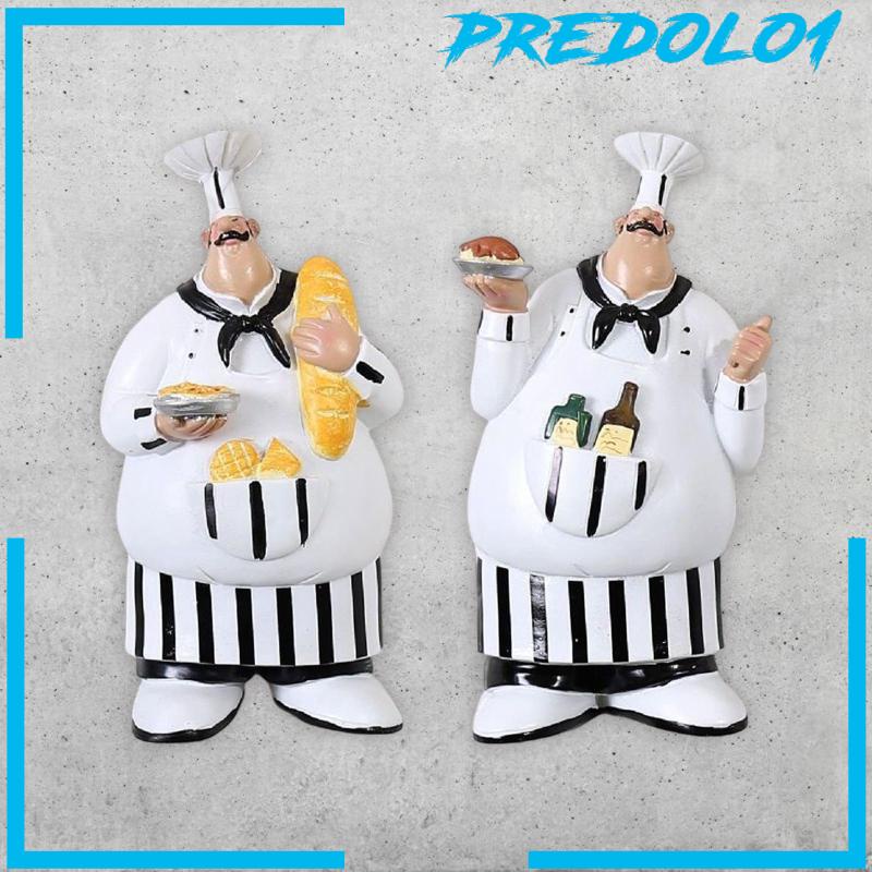 [Predolo1] 2pcs Patung Koki Italia Yang Dipasang Di Dinding Patung Plakat Rustic Untuk Dekorasi