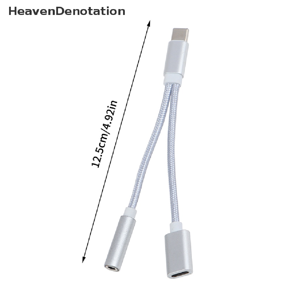 [HeavenDenotation] 2in1 Type-C Ke 3.5mm Headphone Audio Jack Charging Cable Adapter USB-C Converter Earphone Adaptor Untuk Ponsel HDV