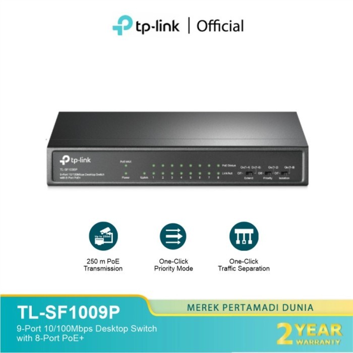 Switch with 8-Port PoE+ TP-LINK TL-SF1009P 9-Port 10/100Mbps Desktop