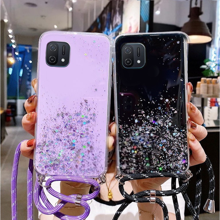 CASE GLITER + TALI ( OPPO A16K / A16E ) SILIKON HP TERLARIS 2023 - PGC MALL