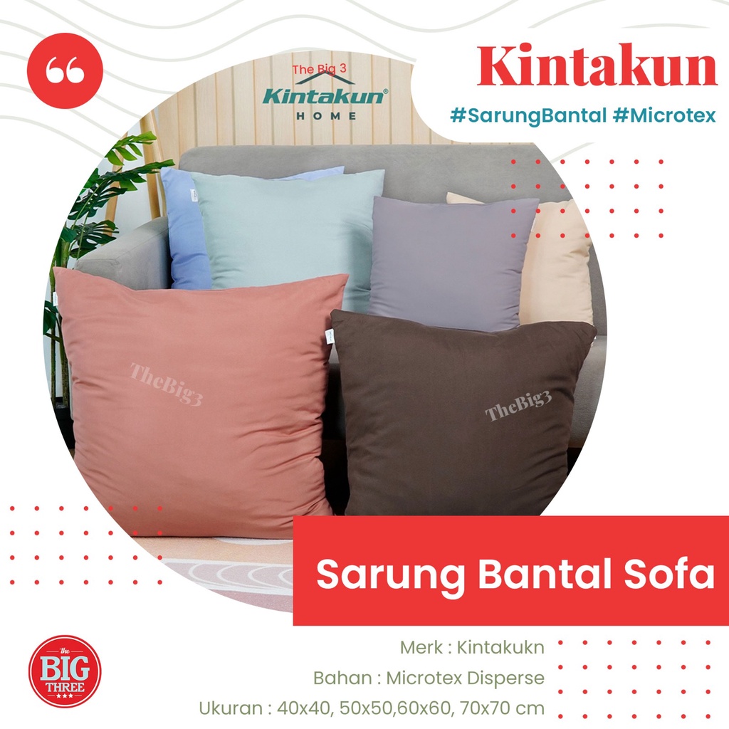 Kintakun Home Sarung Bantal Sofa 40x40 / 50x50 / 60x60 / 70x70 - Canyon Clay Dark Blue Dark Brown Pink Icing Serenity Polos TBT