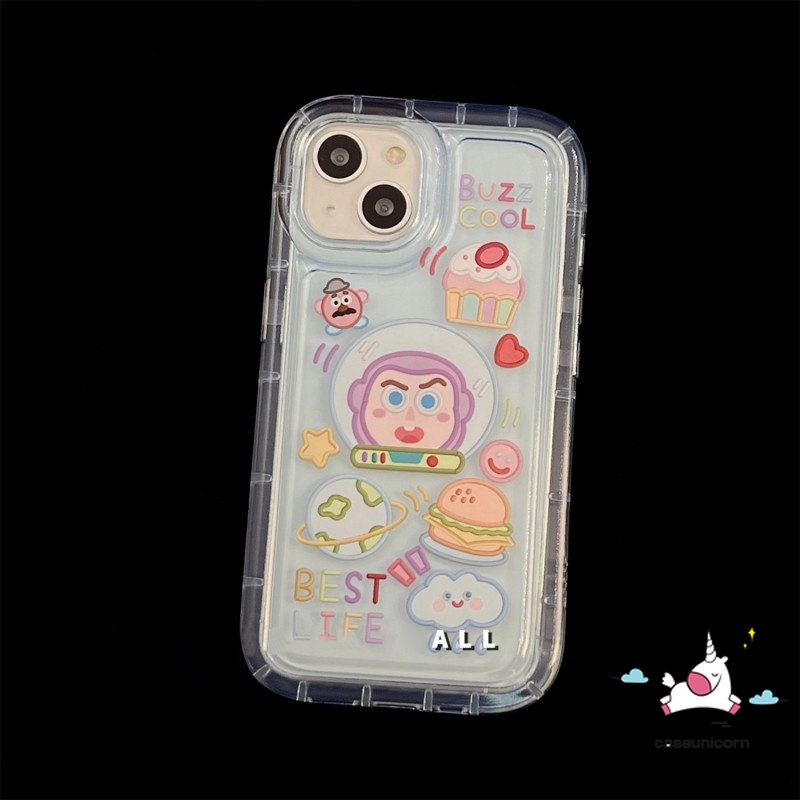 Casing Redmi10 9 12C 10C 10A 9T A1 9C NFC 9A POCO F4 Redmi Note10 8 11s 9 10s 11 Note9 Note11 Airbag Shockproof Stiker Kartun Cerita Mainan Lucu Alien Buzz Lightyear Soft Tpu Case