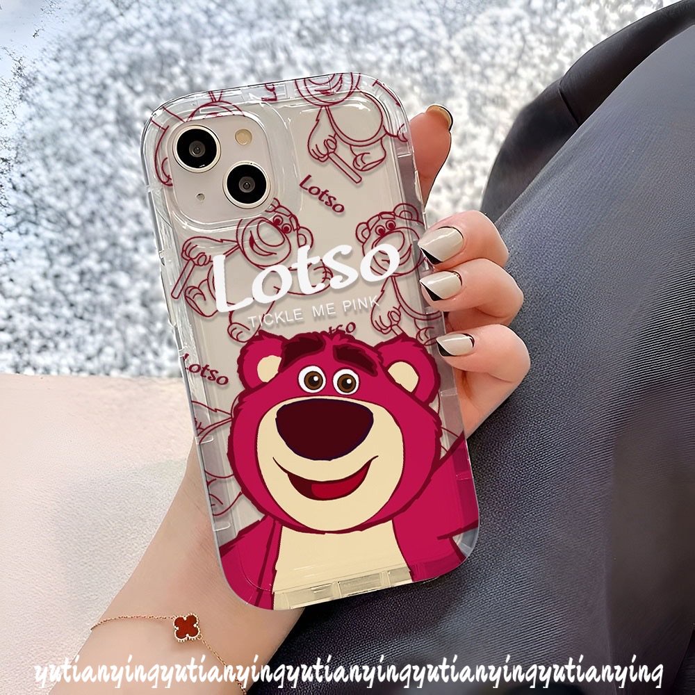 IPHONE Case Kompatibel Untuk Iphone11 6 6S 7 8 Plus XR 13 12 14 Pro MAX X XS MAX Kartun Yang Indah Manyo Beruang Strawberry Lucu Bening Shockproof Airbag Lembut TPU Silicon Phone Cover