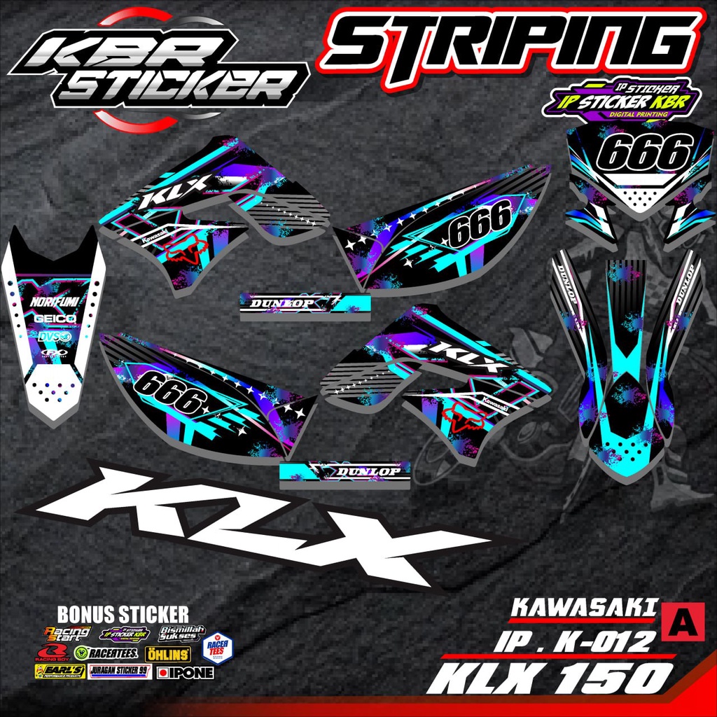 Striping Klx Bf 150 Extreme KLX G Hijau Original - Sticker Motor Kawasaki Variasi Klx Bf Klx Extreme
