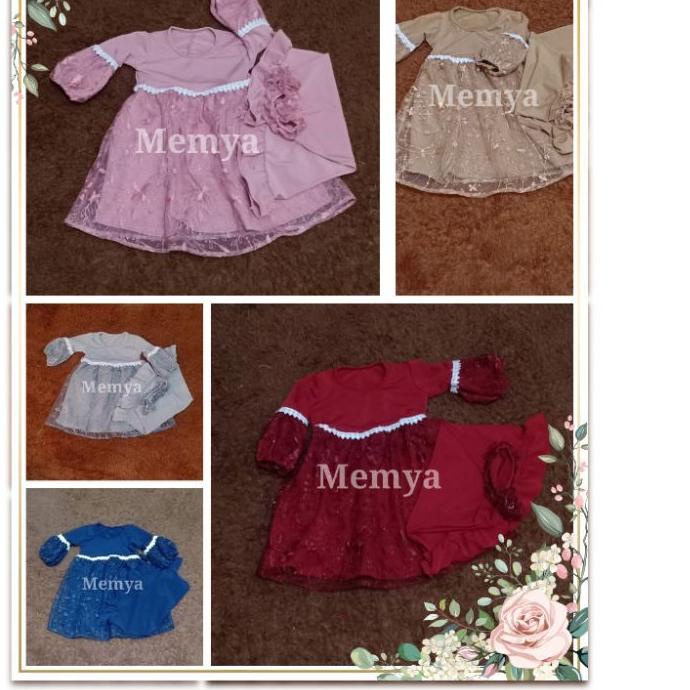 ☆ Gamis aqiqah bayi perempuan brukat  brokat  tulle  tile , baju muslim pesta anak Newborn terbaru ○