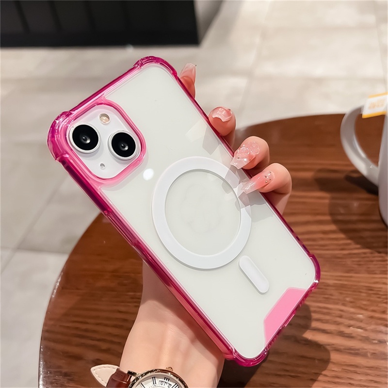 Casing Transparan Tahan Guncangan Mewah Untuk iPhone 14 Pro Max Case11 12 13 Pro Max Plus magnetic wireless charging bumper protection back cover